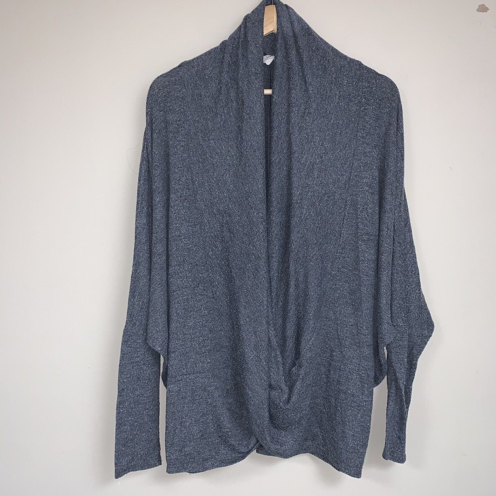 Gray Drapy Oversized Cardigan Sweater Women's L Flowy Cozy Soft Spring Lagenlook